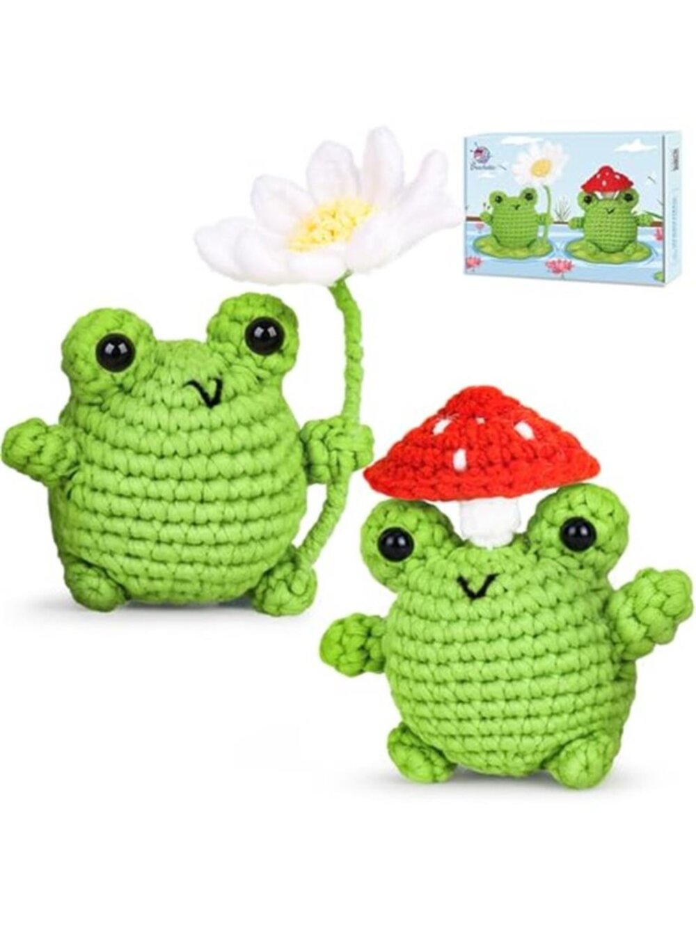 Crochet Kit Beginners Frog Amigurumi Animal DIY Knitting Craft Supplies 2 Pack